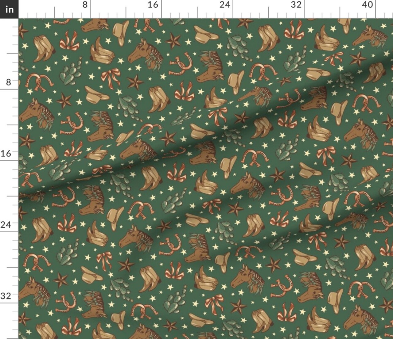 Vintage Retro Horse Horseshoe Boots Winter Holiday Christmas Western Cowboy Custom Printed Fabric by Spoonflower Various Fabrics by the Yard or Fat Quarter